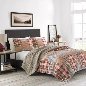 Eddie Bauer Hawthorne Quilt Set - Brown Plaid Patchwork